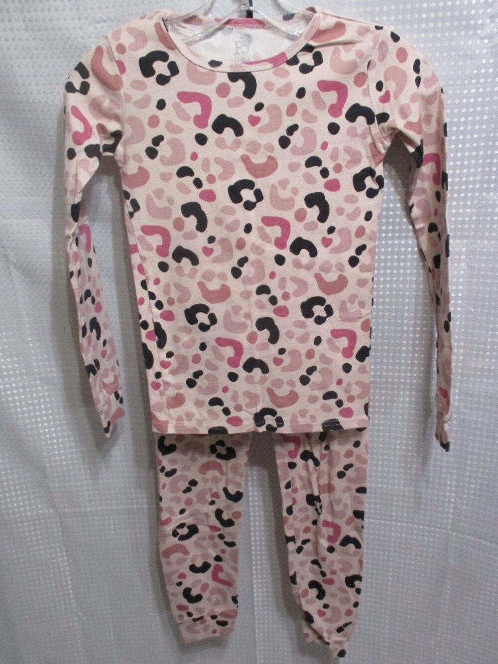 PJ Place Pink & Black Leopard Print Girl's Pajama Set  Sz. 12